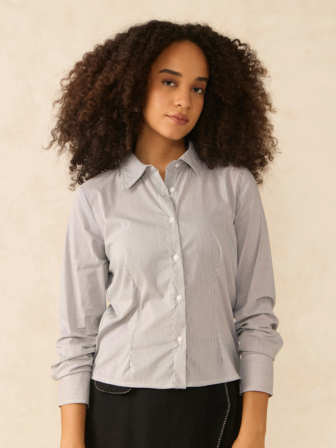 Grey Cropped Fitted Shirt