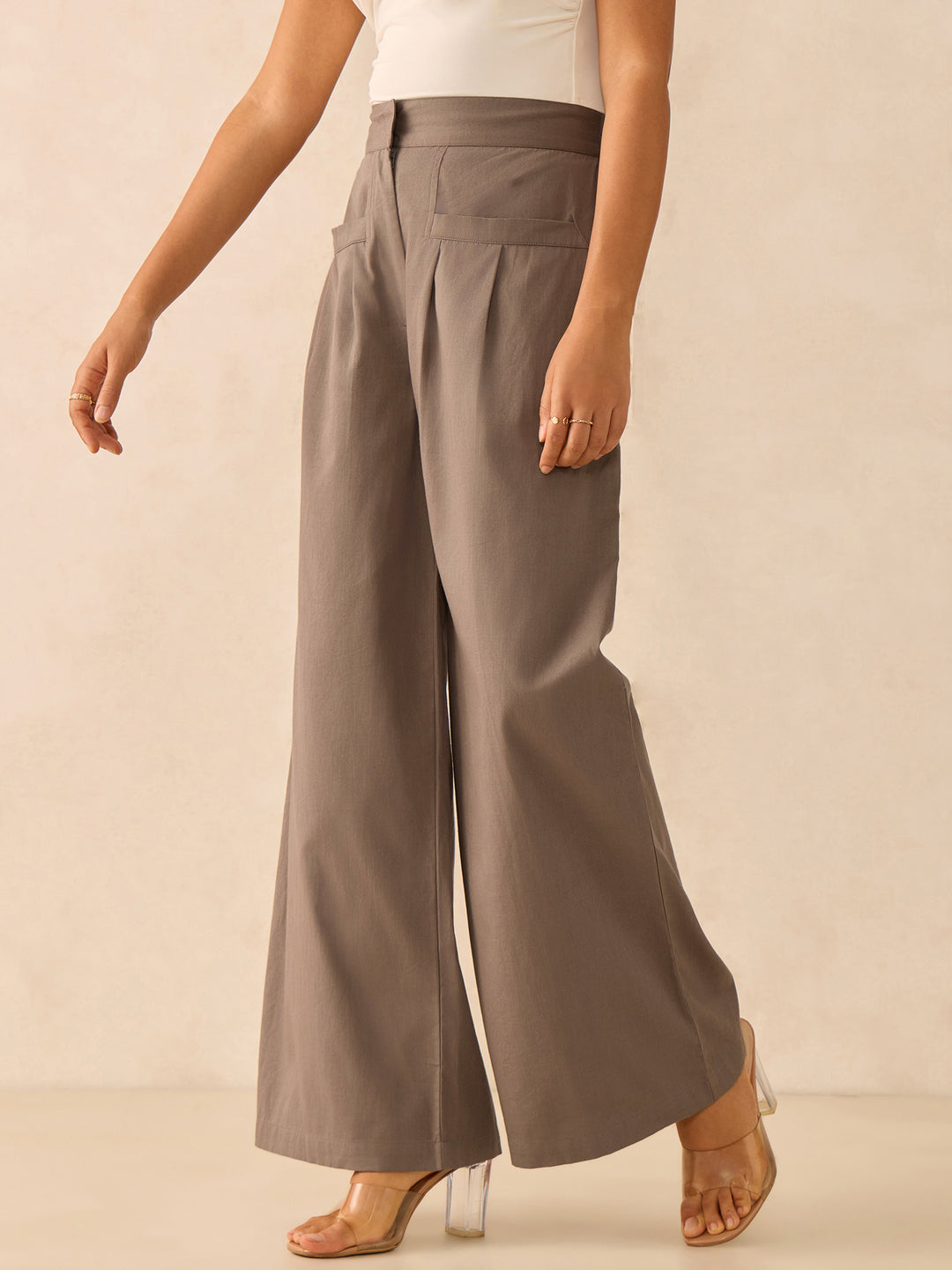 Grey Pleated Trousers