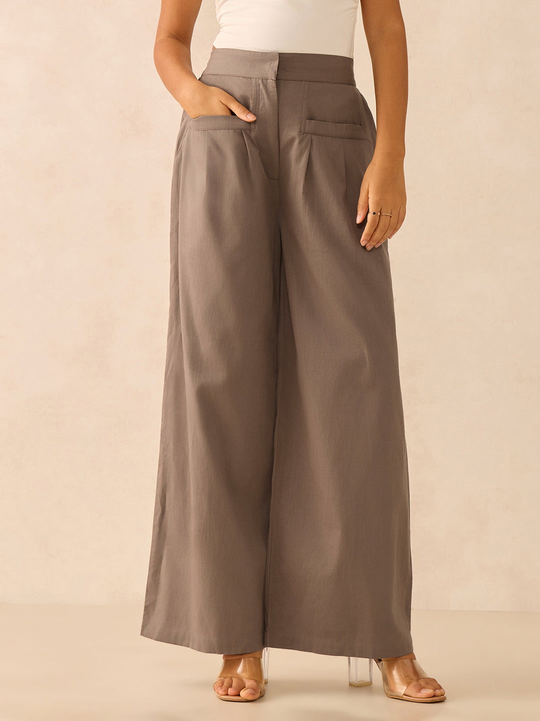 Grey Pleated Trousers
