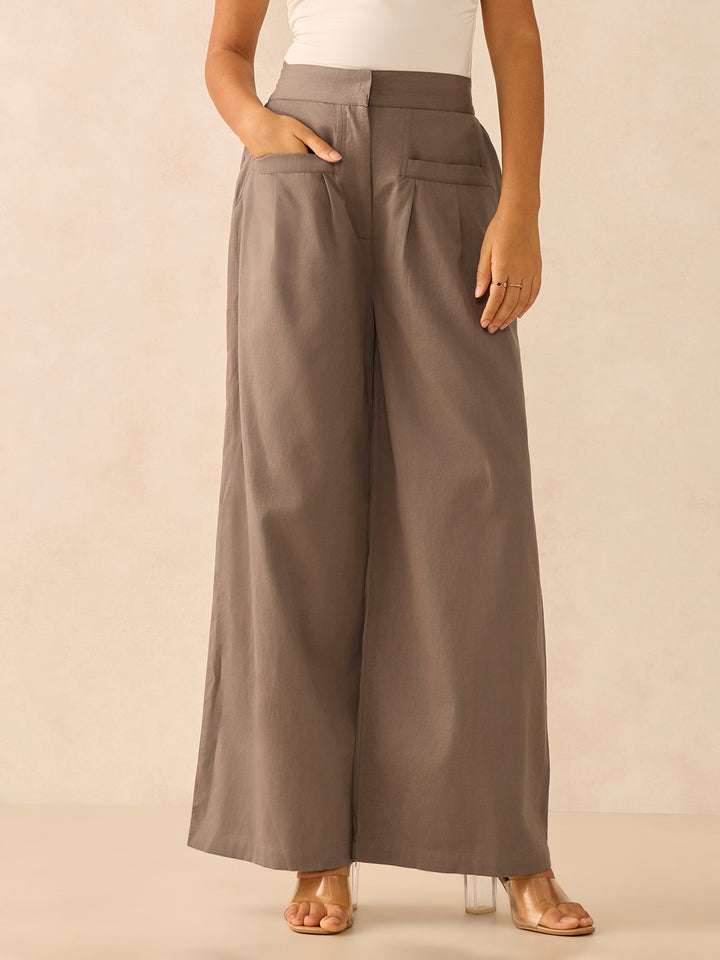 Grey Pleated Trousers
