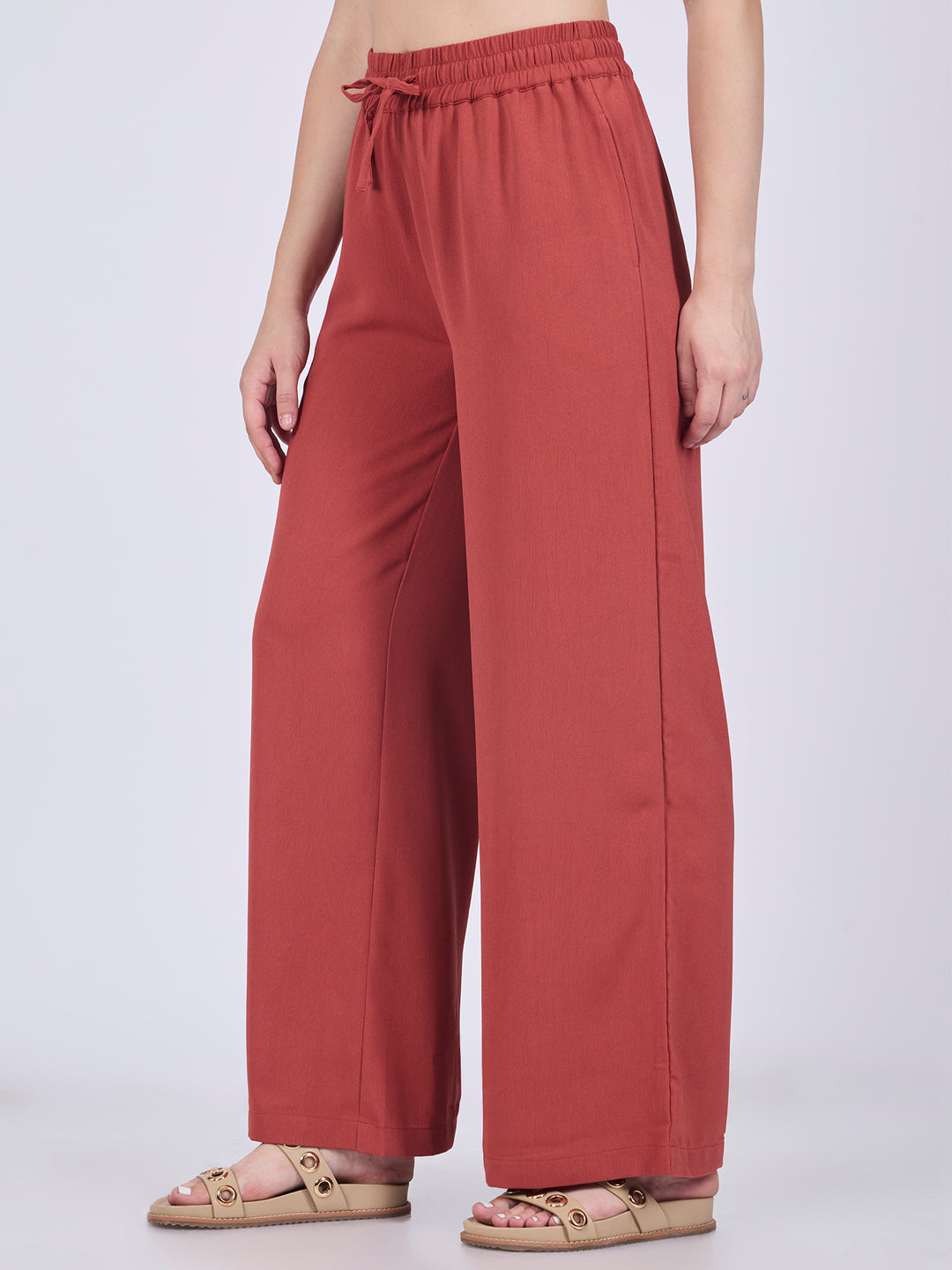 Rust Mid Waisted Wide Leg Trousers