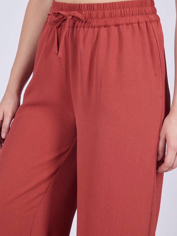 Rust Mid Waisted Wide Leg Trousers