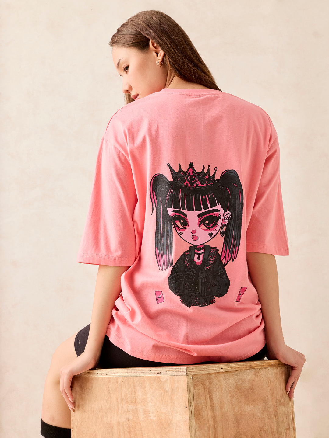 Pink Graphic Oversized T-Shirt