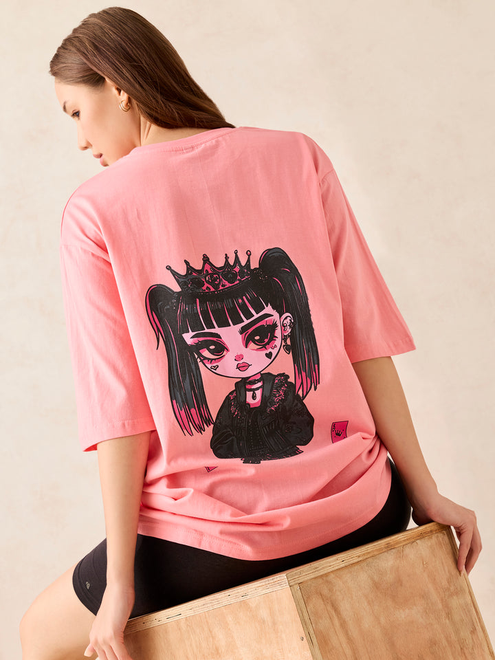Pink Graphic Oversized T-Shirt