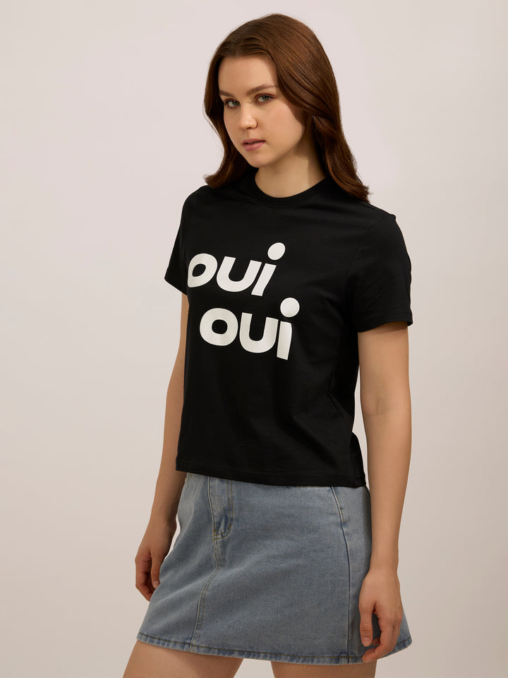 Black Graphic Regular T-Shirt