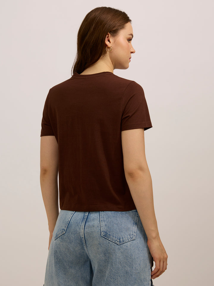 Brown Graphic Regular T-Shirt