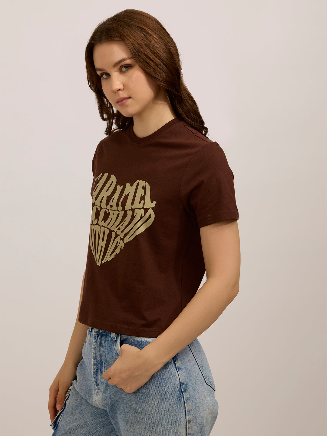 Brown Graphic Regular T-Shirt