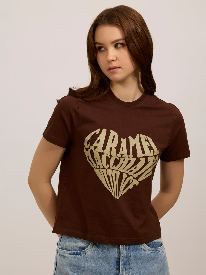 Brown Graphic Regular T-Shirt
