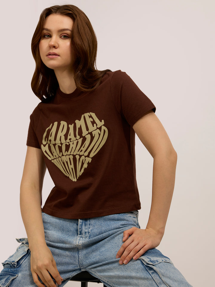 Brown Graphic Regular T-Shirt