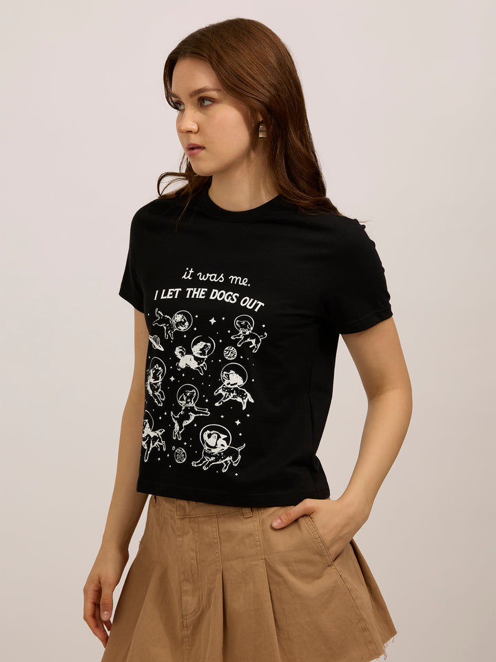 Black Graphic Regular T-Shirt