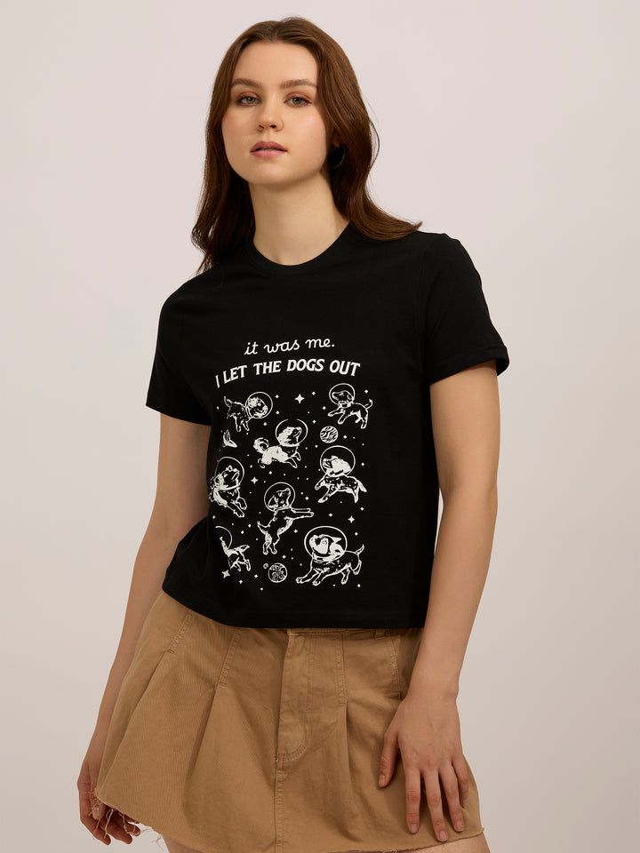 Black Graphic Regular T-Shirt