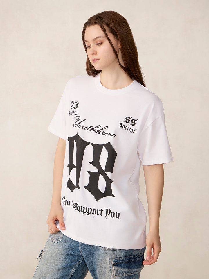 White Graphic Oversized T-Shirt