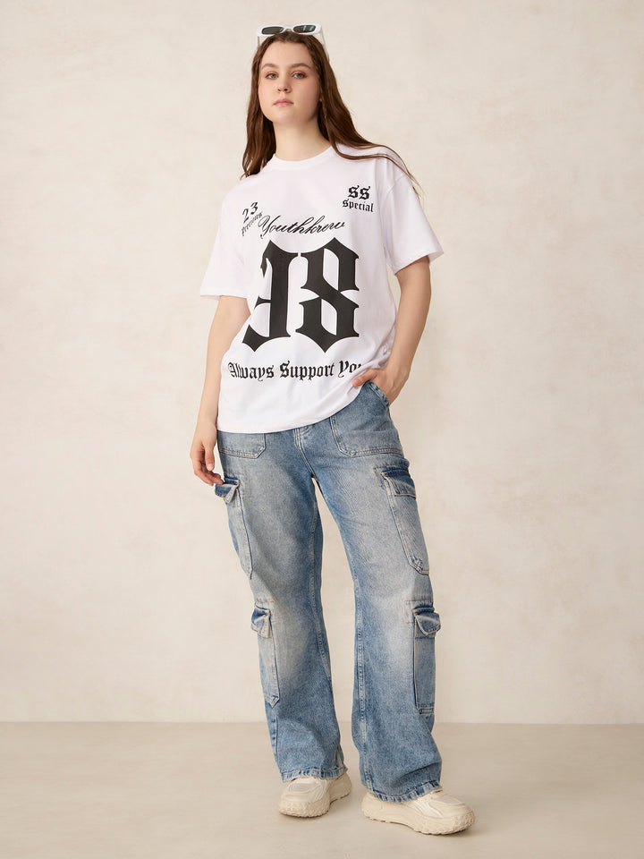 White Graphic Oversized T-Shirt
