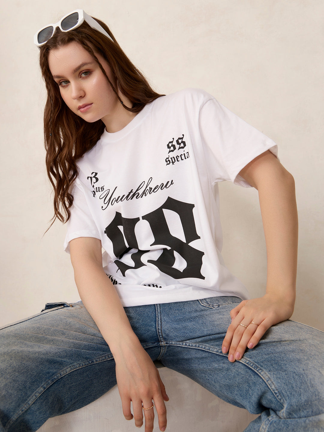 White Graphic Oversized T-Shirt