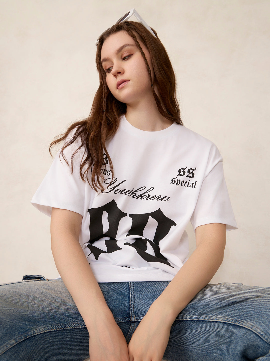 White Graphic Oversized T-Shirt