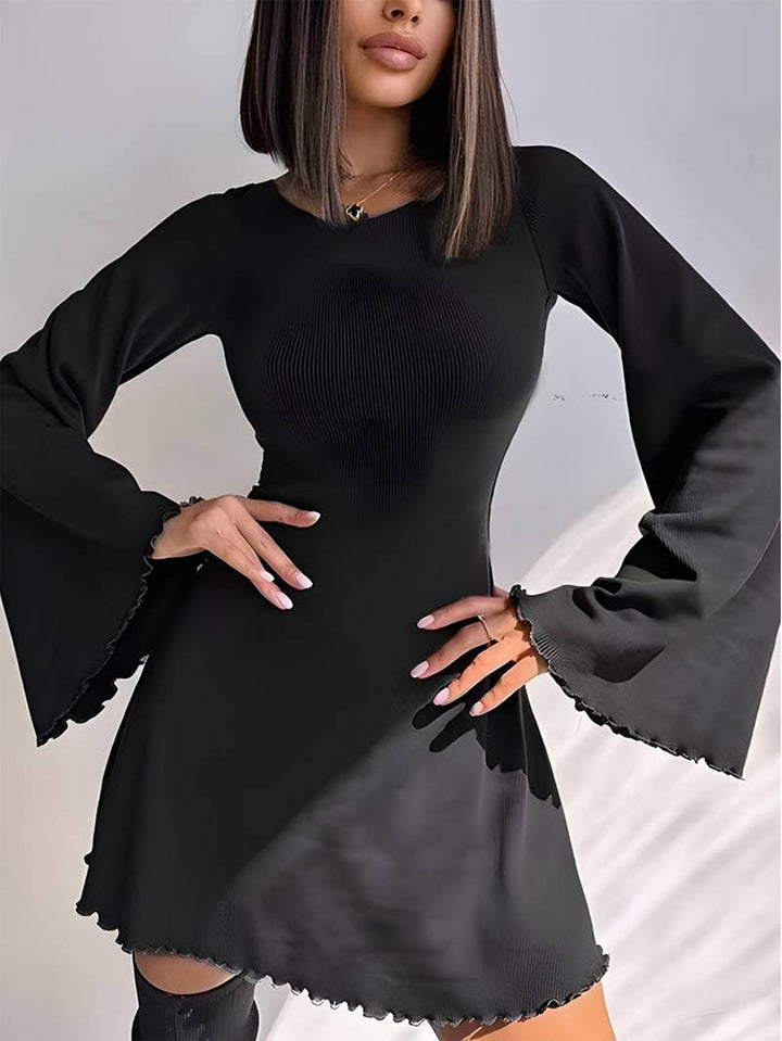 Black Bell Sleeved Mini Dress