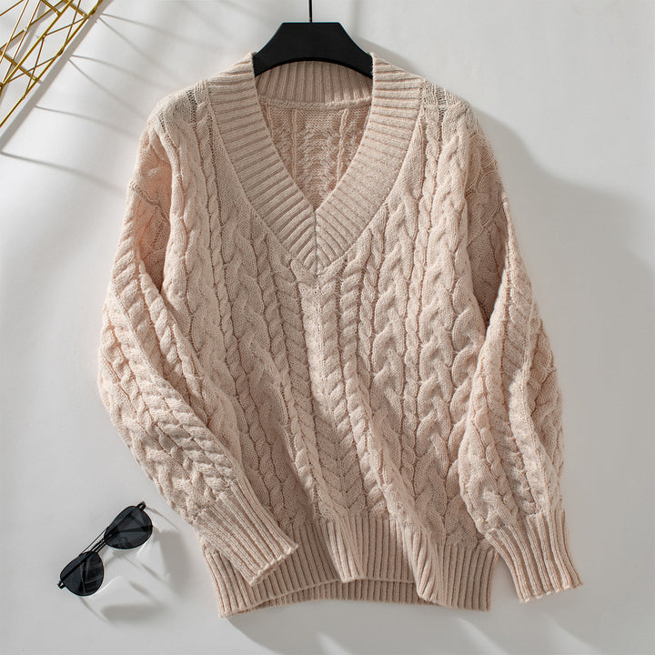 Cream Full Sleeves Solid Textured Sweater