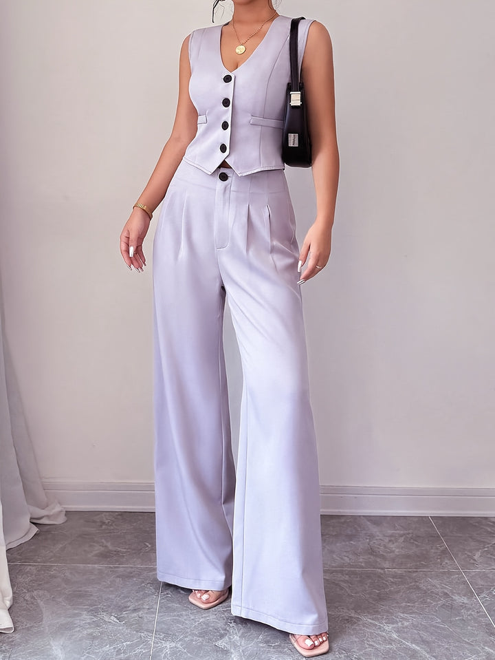 Lilac Sleeveless Blazer Top And Pant Set