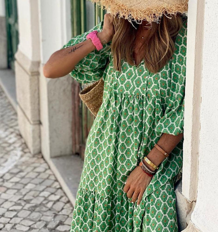 Green Abstract Printed Dress