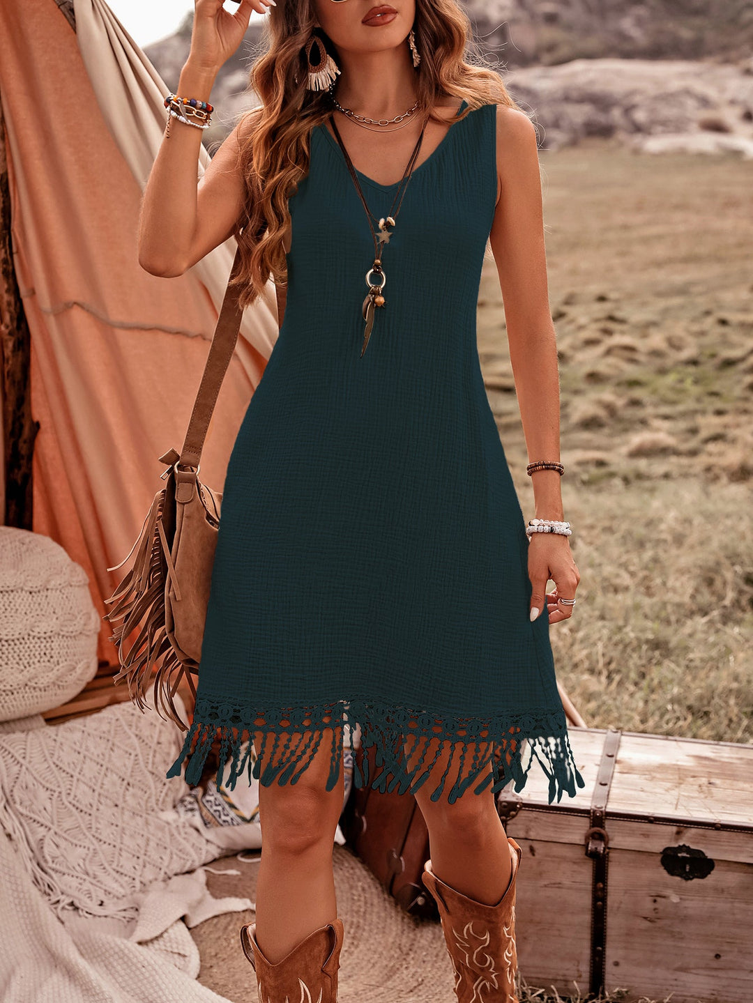 Navy Blue Lace Detail Mini Dress