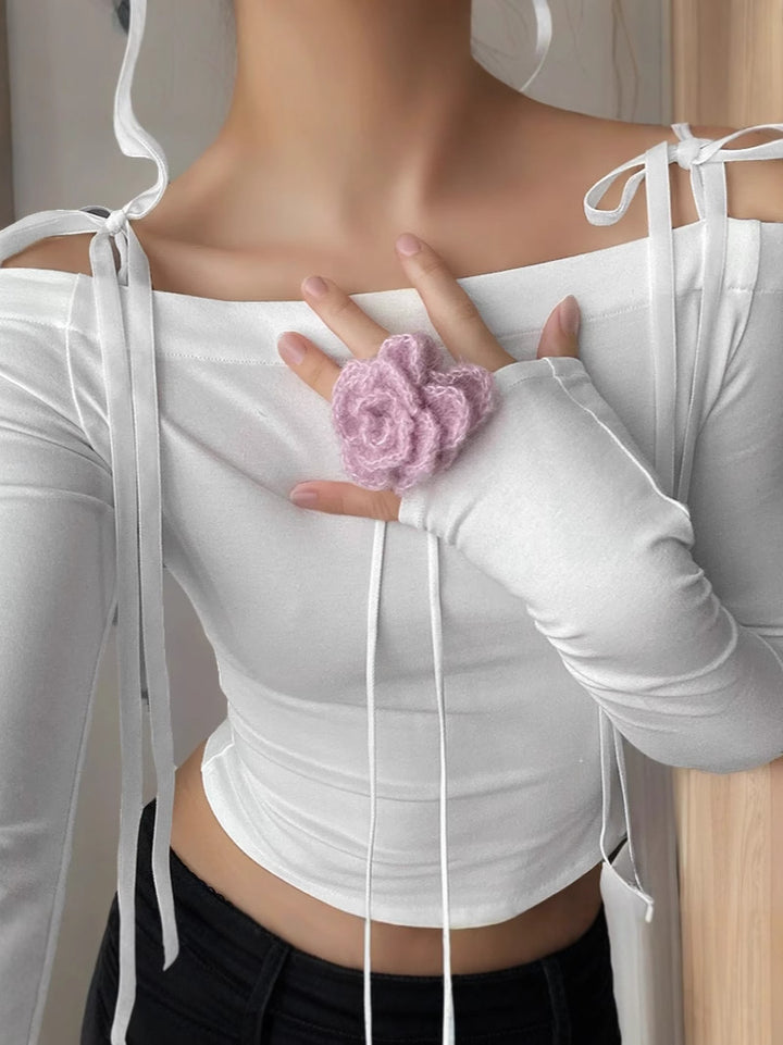 White Bow Detail Top