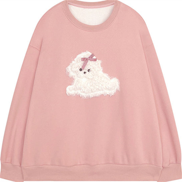 Pink Textured Embrooidery Sweatshirt
