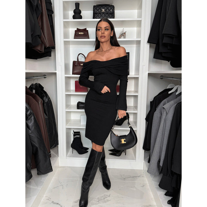 Black Off-Shoulder Bodycon Dress