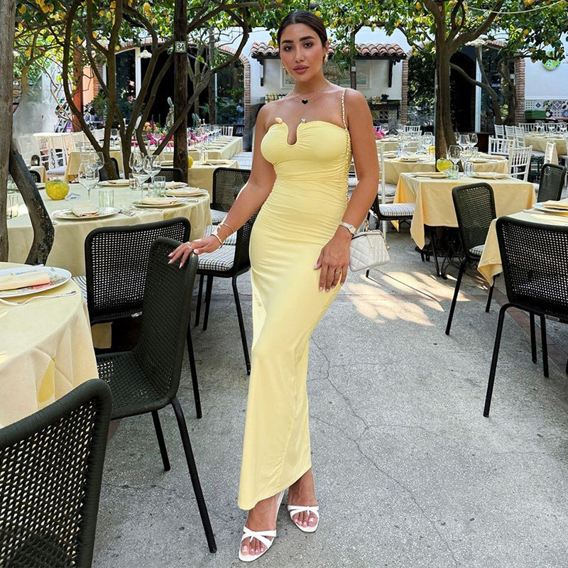 Yellow Strapeless Bodycon Dress