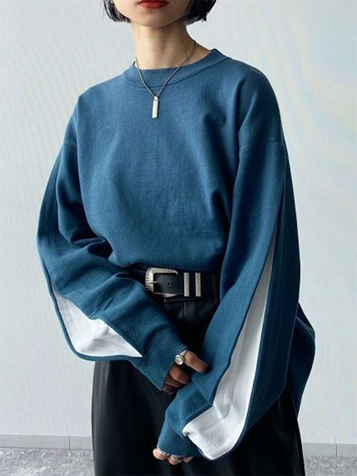 Blue Sleeve Details Sewtashirt