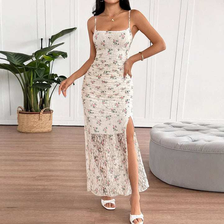 Multi Strappy Printed Maxi Dress