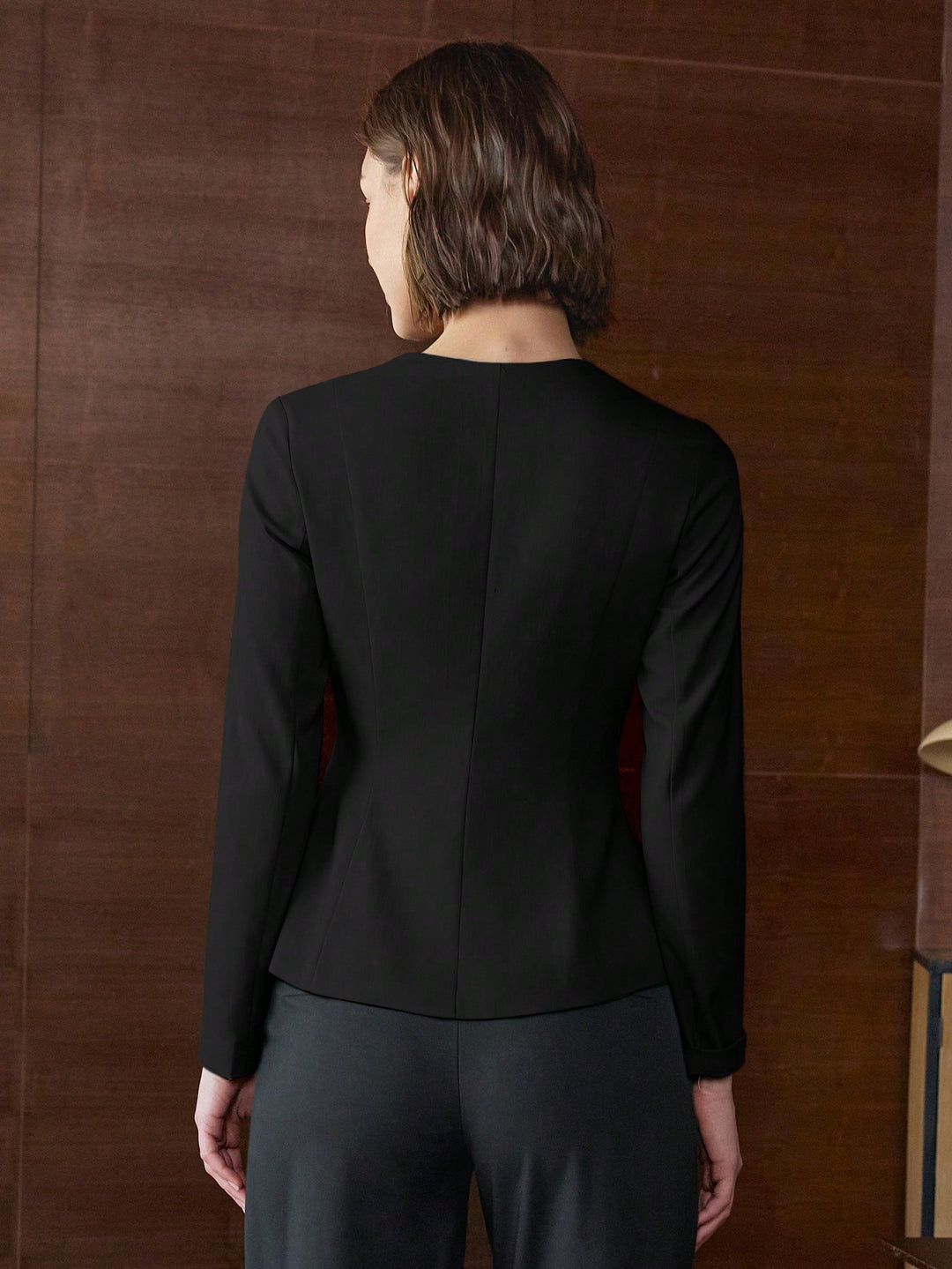 Black Long Sleeve Front Button Top