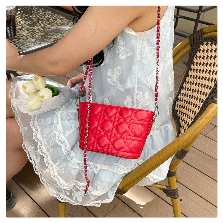 Red Mini Quilted Chain Handbag