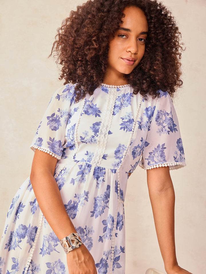 White Mini Fit And Flare Dress With Cut Out Detail