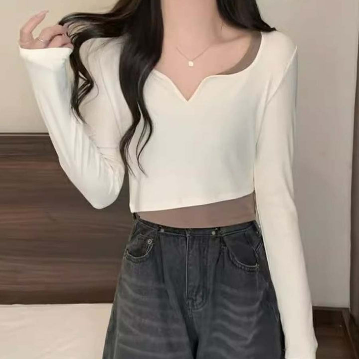 Cream Solid Fitted Top