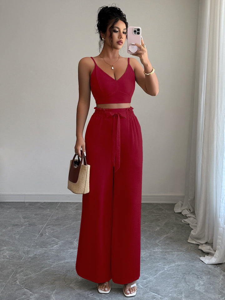 Wine Cami Top And Pants Co-Ord Set