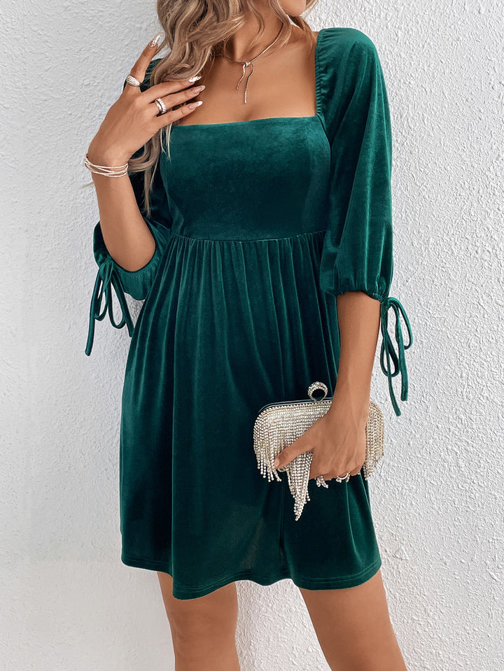 Green Square Neck Bustier Dress