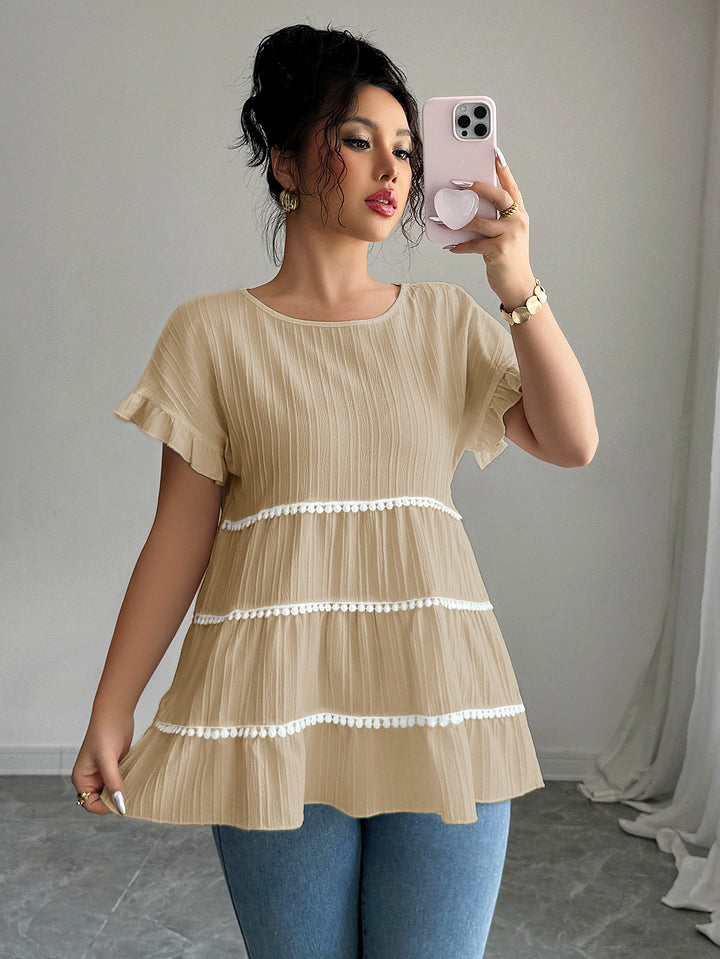 Cream Solid Regular Tiered Top
