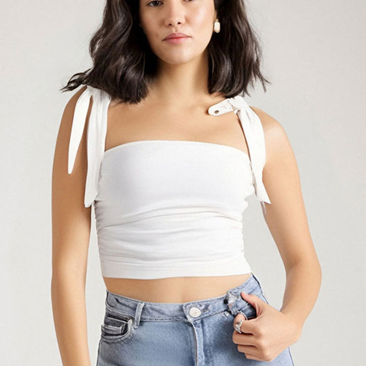 White Tie Up Tube Top