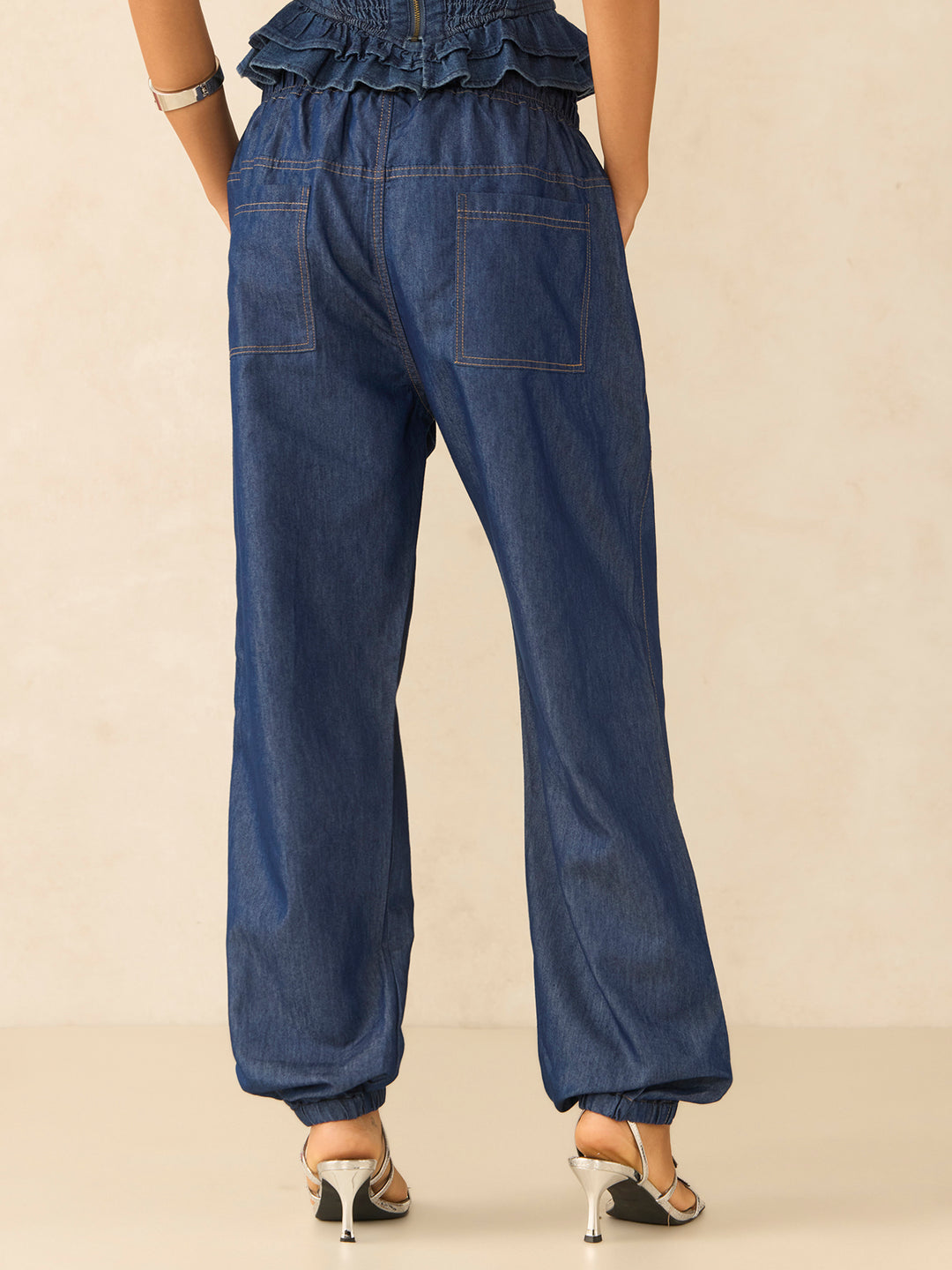 Blue Relaxed Fit Joggers With Front Seam Detail