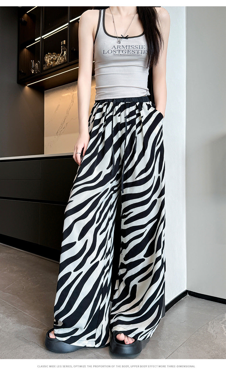 Black Wide Leg Animal Print Pants