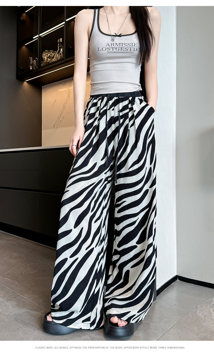 Black Wide Leg Animal Print Pants