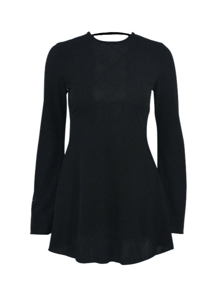 High Neck Bell Sleeves Mini Dress
