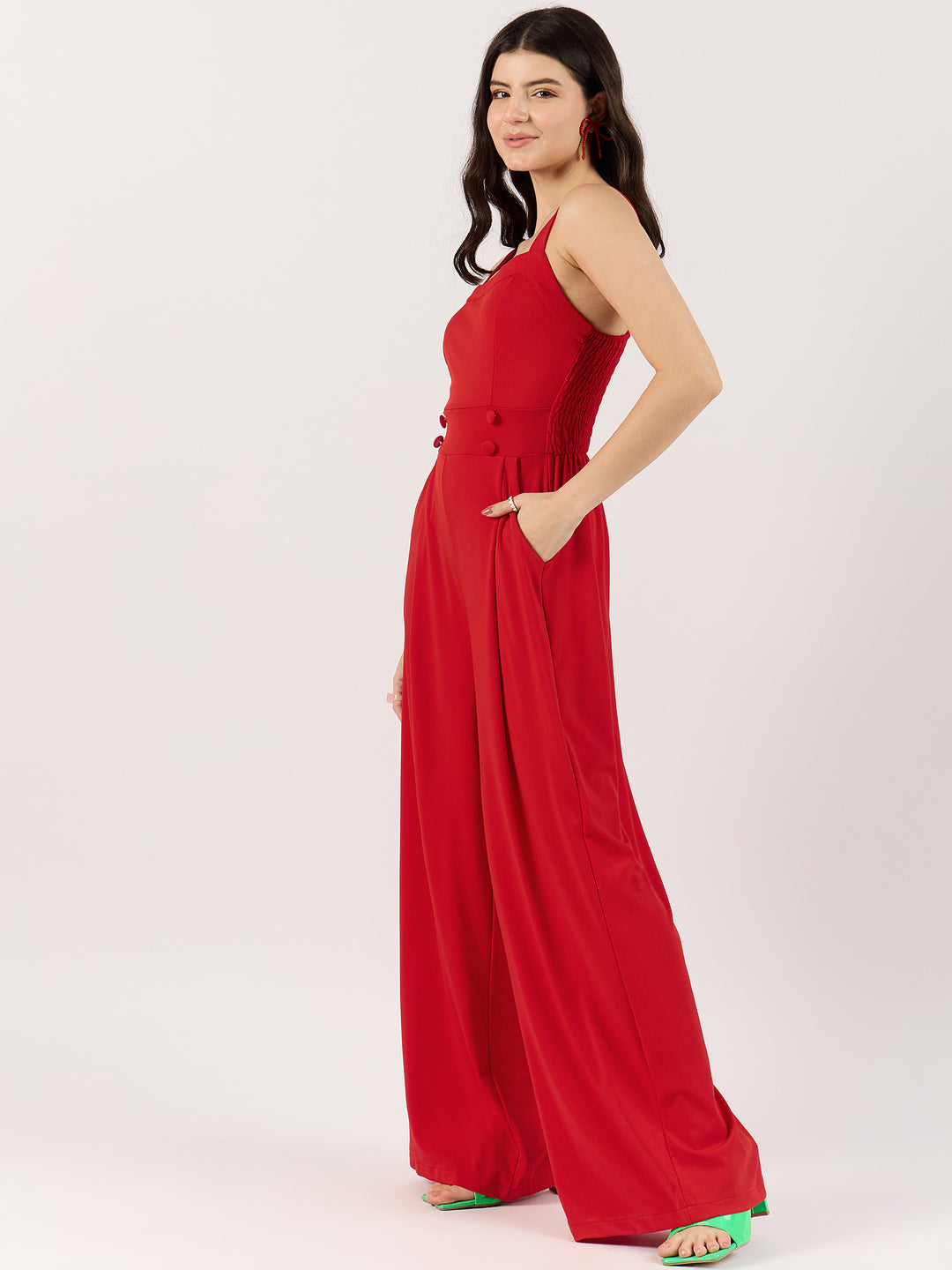 Red Flared Jumpsuit