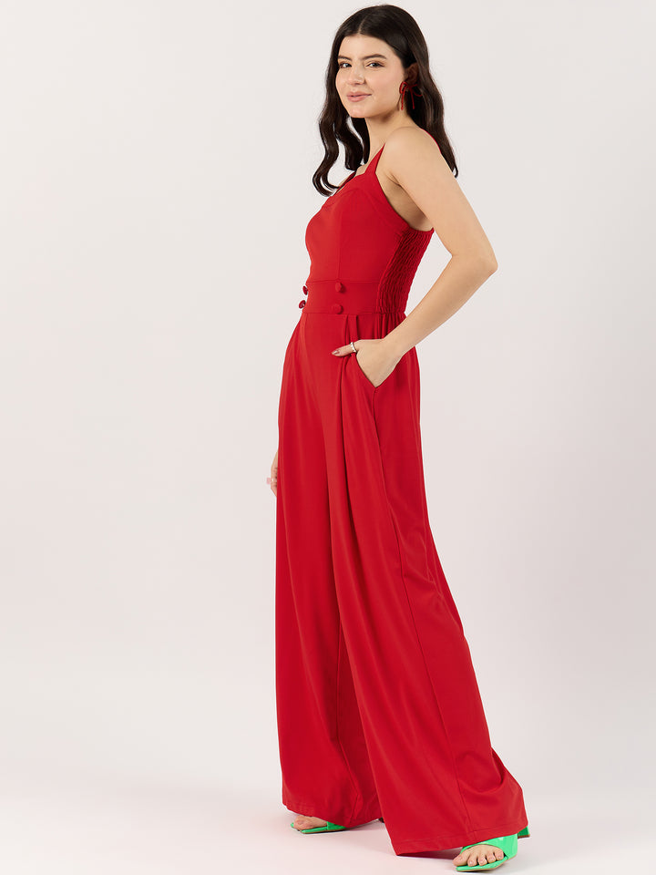 Red Flared Jumpsuit