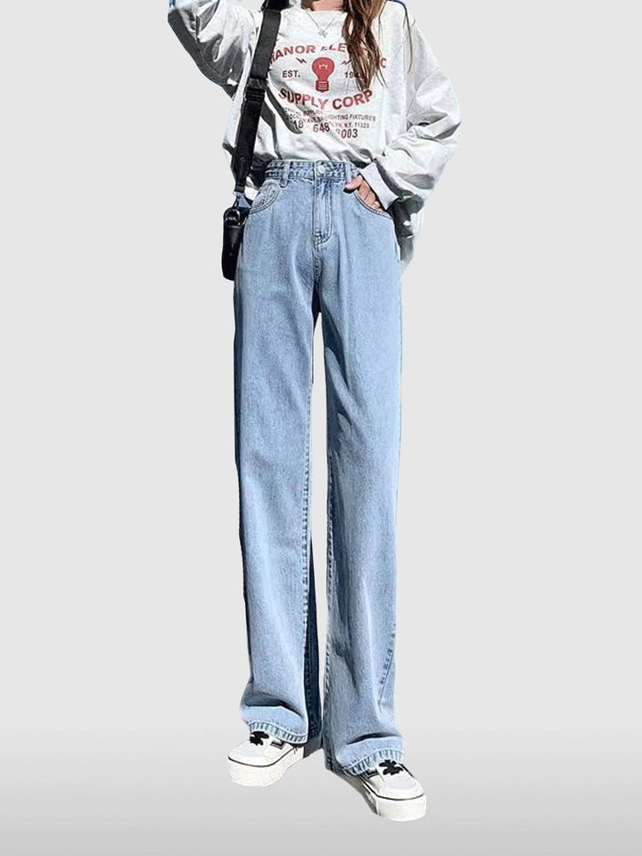 Light Blue Washed Basic Straight Fit