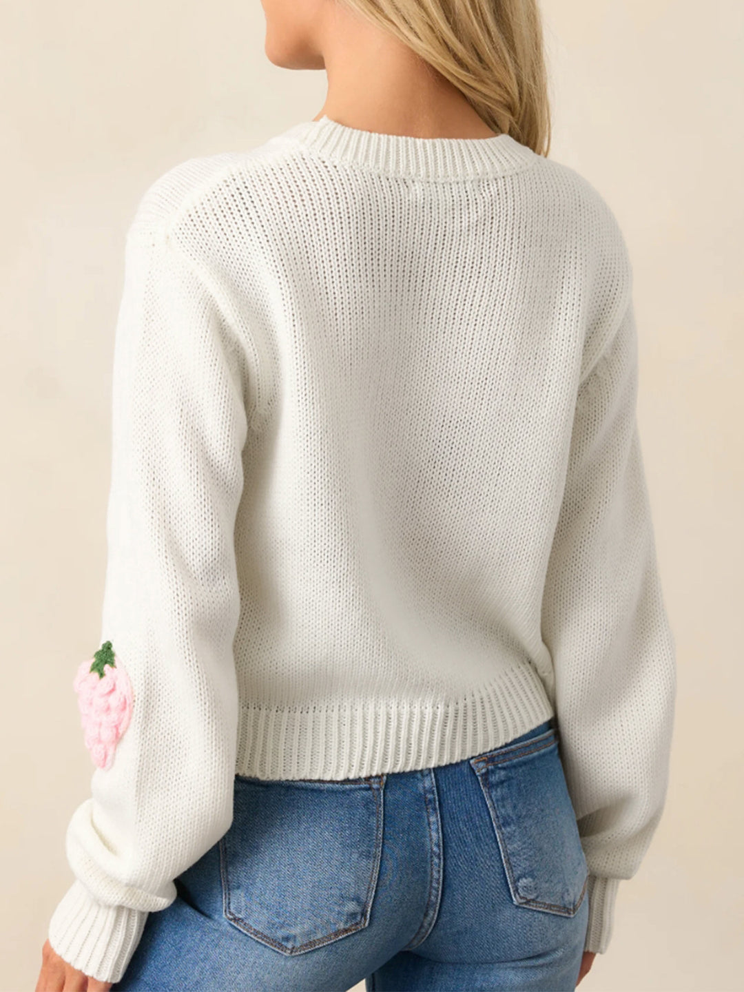 White Full Sleeves Embroidered Sweaters