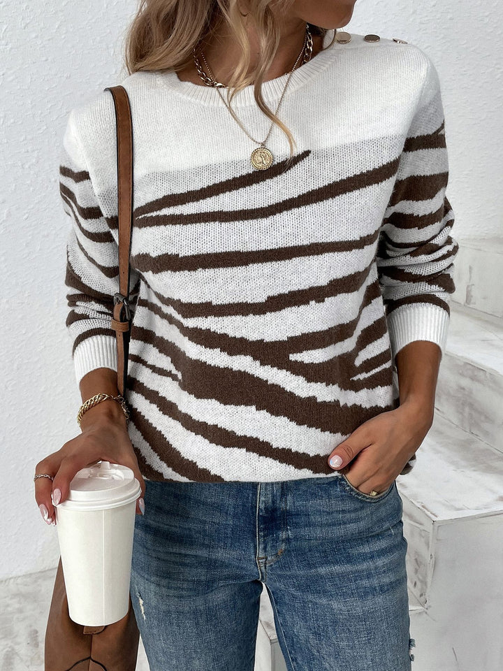 Cream Full Sleeves Animal Printed Cardigan