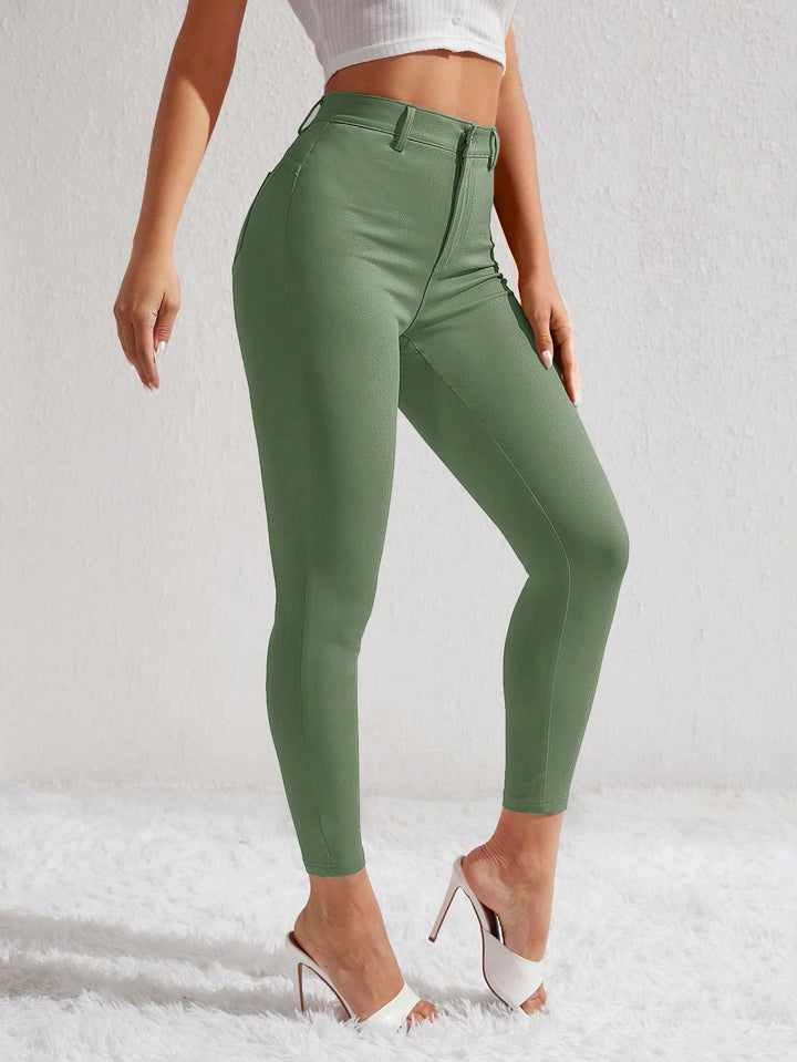 Green Coloured High Waist Skinny Denims