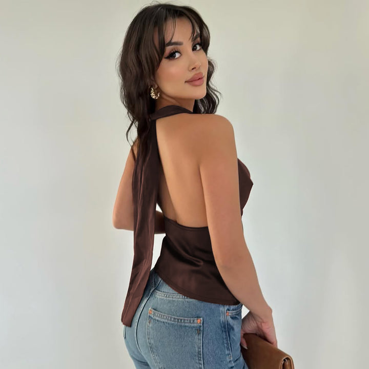 Brown Hallter Neck Camisole