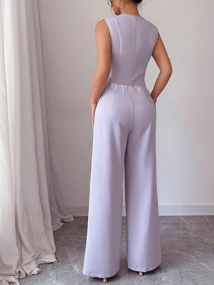 Lilac Sleeveless Blazer Top And Pant Set